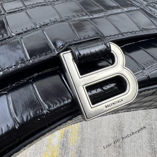 Balenciaga專櫃爆款新色鱷魚紋S號Hourglass沙漏包 巴黎世家頂級原單手提肩背包 款號：8895 fyj1223